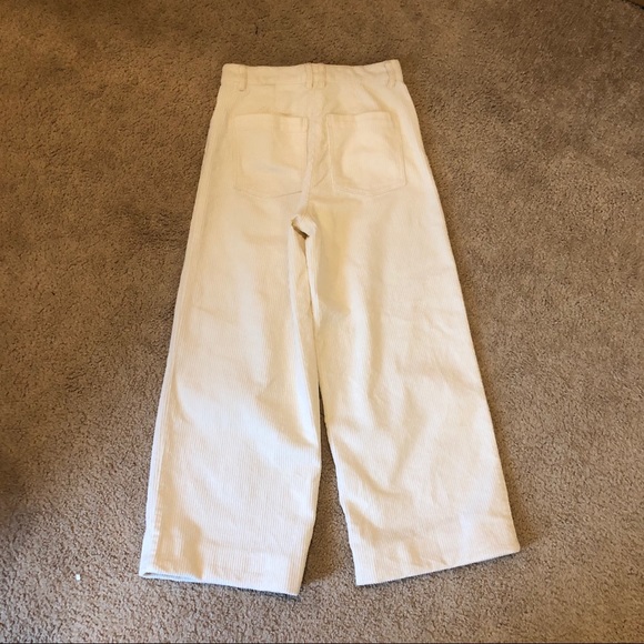 H&M White corduroy wide leg flare pants jeans sz 2 - Picture 7 of 8
